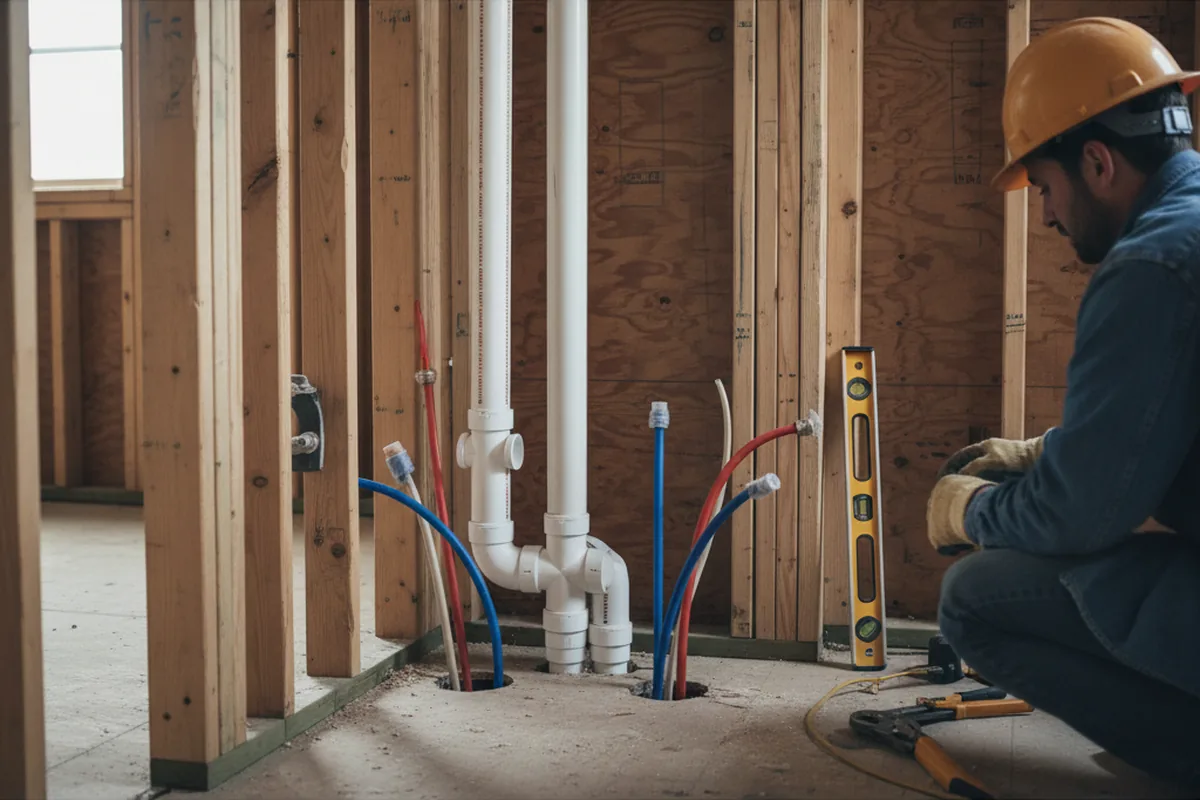 Drain and supply rough-in during Leak Detection in Superior